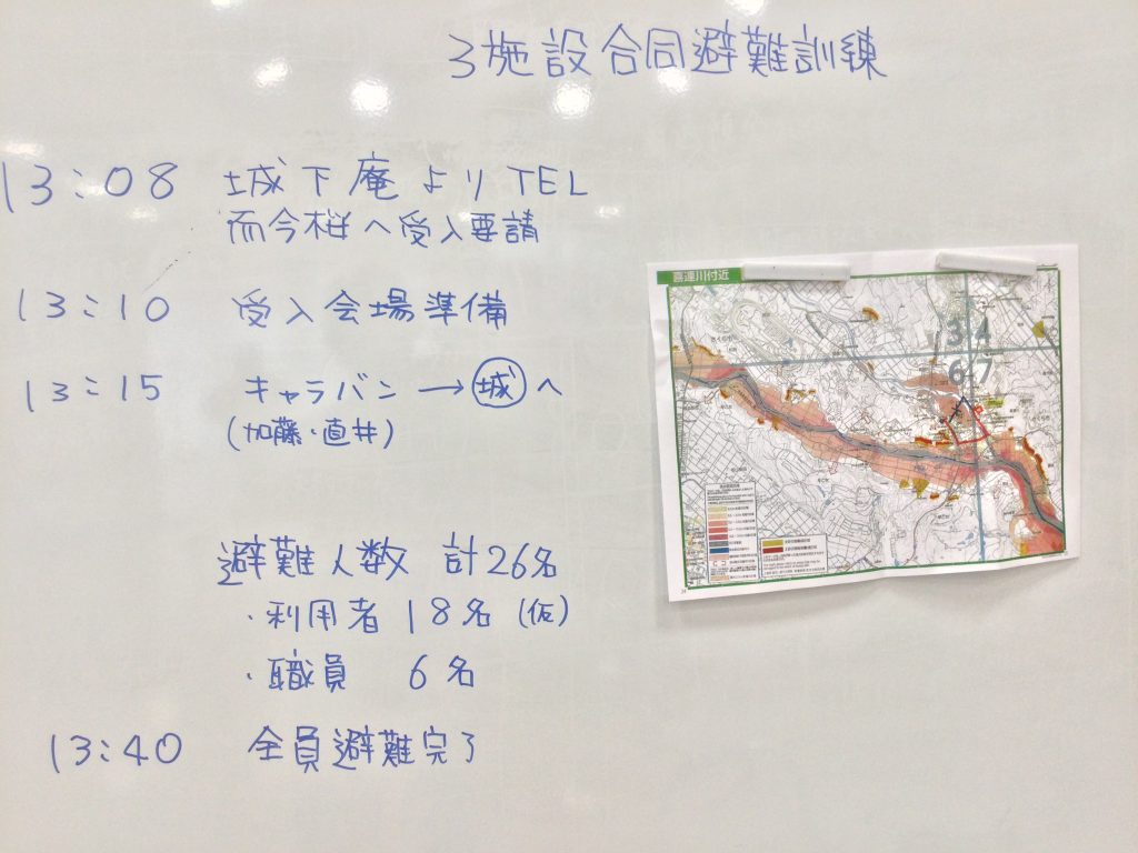 栃木県さくら市-地域密着型特別養護老人ホーム-喜連川地区3施設合同避難訓練